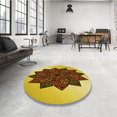 thumbnail image 4 of Ahgly Company Tapis Rond Lavable en Machine Intérieur Transitionnel Or Jaune Vif, 4 Pieds Rond, 4 of 7