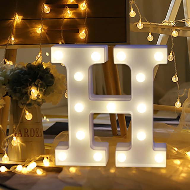 Vaidha Alphabet LED Letter Lights Light Up White Plastic Letters Standing Hanging H