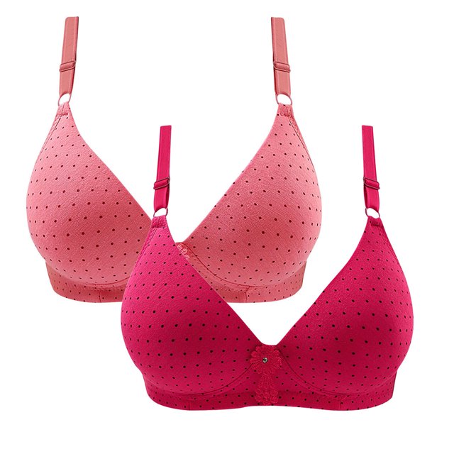 Timegard 2pc Wireless Bras for Women Breathable Comfort Adjustable Strap High Support Everyday Bralette
