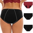 thumbnail image 2 of Lot de 3 Culottes Menstruelles pour Femmes, Anti-Fuites, Flux Abondant, Taille Haute, Post-Partum, 2 of 8