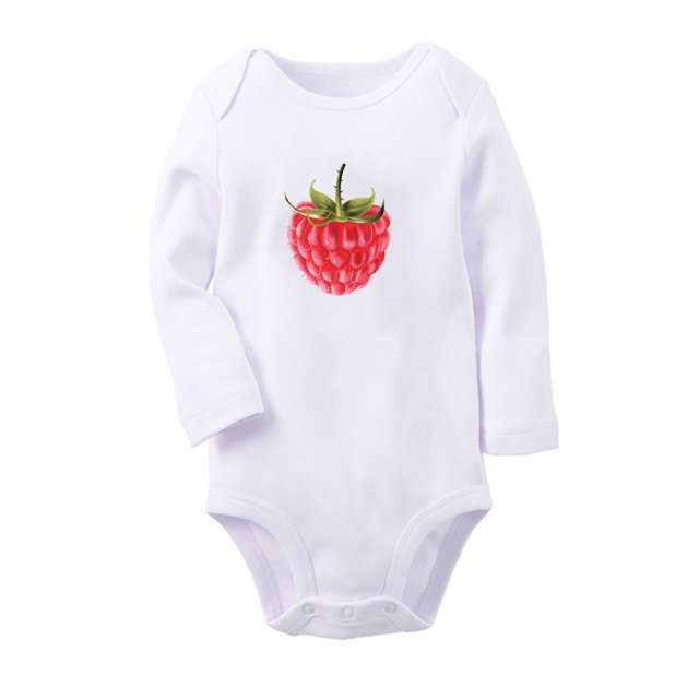 iDzn Fruit Raspberry Image Print Cute Rompers, Newborn Baby Unisex Bodysuits, Infant Jumpsuits, Toddler 0-12 Months Kids Long Sleeves Oufits