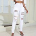 thumbnail image 4 of Soki Womens Jeans Distressed Skinny High Waist Ripped Denim Pants with Zipper, 4 of 9