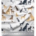 thumbnail image 1 of Soimoi White polyester Crepe Fabric Mix Dog Fabric Prints By Yard 52 Inch Wide, 1 of 3