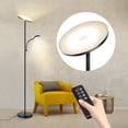 thumbnail image 1 of Outon LED Torchiere Floor Lamp with Reading Side Light, 4 Color Temperature Black Metal Standing Light for Living Room, 1 of 7