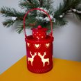 thumbnail image 2 of Christmas Lantern with LED Candle, Metal Holiday Decorative Light, Snowflake Pine Tree Reindeer Design, Battery Operated Tabletop Lamp, Indoor Christmas Decor for Home Party, 2 of 5