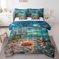 thumbnail image 1 of YST 7 Pcs Natural Landscape Comforter Set Happy Camping Sheet Set with Comforter Full 3D Beach Shell Starfish Bedding Sets Summer Vacation theme Bed In A Bag, 1 of 5