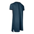 thumbnail image 5 of Chemise de Nuit Texturée en Coton pour Hommes, Robe de Nuit à Manches Courtes, Longue Robe, Blouse à Col en V, Haut de Pyjama, Coupe Ample et Décontractée, Confort, Chemise de Nuit Décontractée avec Poches, 5 of 5