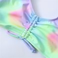thumbnail image 4 of Toddler Girls Two Pieces Swimsuit Tie-dye Pattern Chest Drawstring Design Beach Bathing Suit Infant Girl Bikini Swimsuit For Indoor Outdoor Swimming, 4 of 9