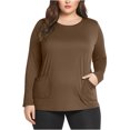 thumbnail image 1 of Women's Plus Size Long Sleeve Tunic Top Crew Neck Basic Oversized T Shirts Blouse with Pockets, 1 of 5