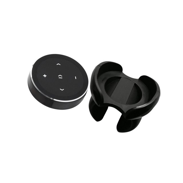 ZheElen Volant de Voiture Télécommande Musique Diffusion en Continu Noir avec Support 36x36x8.5mm 1ensemble