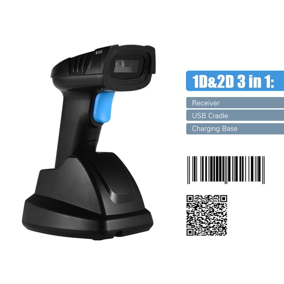 Lecteur de code à barres avec lecteur de code à barres avec lecteur de code à barres sans fil de poche 1D 2D QR d'Aibecy avec base de recharge de station d'accueil USB 100m longue distance de