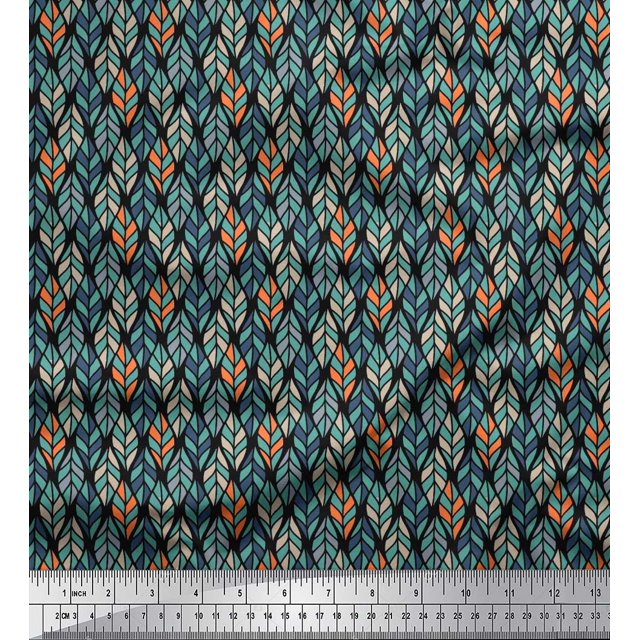 Soimoi Georgette Viscose Fabric Leaves Small Printed Craft Fabric by The Yard 42 Inch Wide