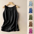 thumbnail image 1 of Yuyuzo Débardeurs pour Femmes en Coton et Lin Col Ras du Cou Camisoles Chemises Sans Manches Blouses Été Débardeur Basique, 1 of 4