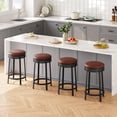 thumbnail image 1 of 360°Swivel Bar Stools Set,  PU Leather Counter Height Barstools with Footrest & Metal Frame, Upholstered Backless Round Bar Stools for Kitchen Island, 1 of 7