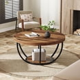 thumbnail image 3 of Tribesigns Table Basse Ronde, Table Basse Industrielle à 2 Niveaux en Forme de Cercle avec Étagères de Rangement, Table Centrale Moderne de 31,7 Pouces en Bois pour Salon, Bureau à Domicile, Brun Rustique, 3 of 9