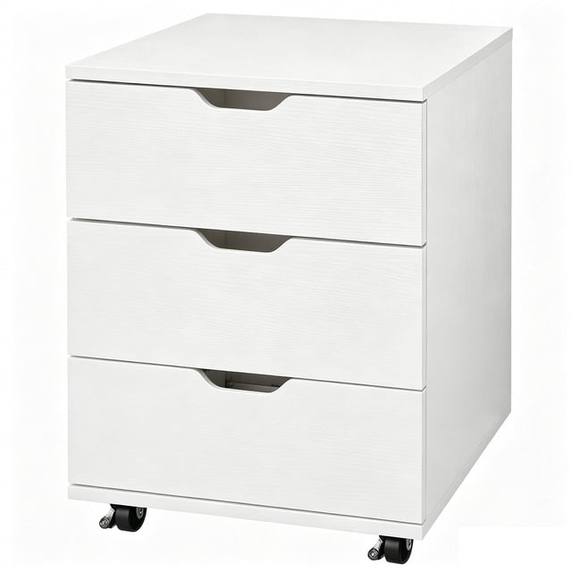 3-Drawer Wood Mobile File Cabinet with Lockable Wheels, Widened Under Desk Vertical Filing Cabinets for Home Office Legal Files, A4 Letter Size Documents