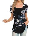 thumbnail image 2 of SMihono Hauts pour Femmes Été Chic Décontracté Mode Femme Imprimé Décontracté Col Rond Manches Courtes T-Shirt Ample Blouse Hauts T-Shirt Oversize pour Femmes, 2 of 5