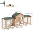 thumbnail image 3 of PawHut Large Rabbit Hutch Wood Bunny Cage Outdoor Guinea Pig House with Double Runs Slide Out Tray Ramps, 83"x18"x33", Natural, 3 of 10