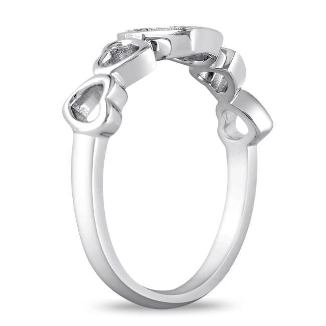 Bague Miabella multi-cœurs avec diamant en argent sterling