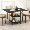 thumbnail image 4 of Costway Dining Table for 4-6People,47”Rectangular Kitchen Table with 2-tier Storage Shelves Black, 4 of 10