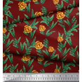 thumbnail image 2 of Soimoi Poly Georgette Fabric Leaves & Rose Floral Printed Fabric 1 Yard 42 Inch Wide, 2 of 3