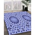 thumbnail image 3 of Ahgly Company Machine Washable Indoor Round Transitional Jeans Blue Area Rugs, 3' Round, 3 of 7