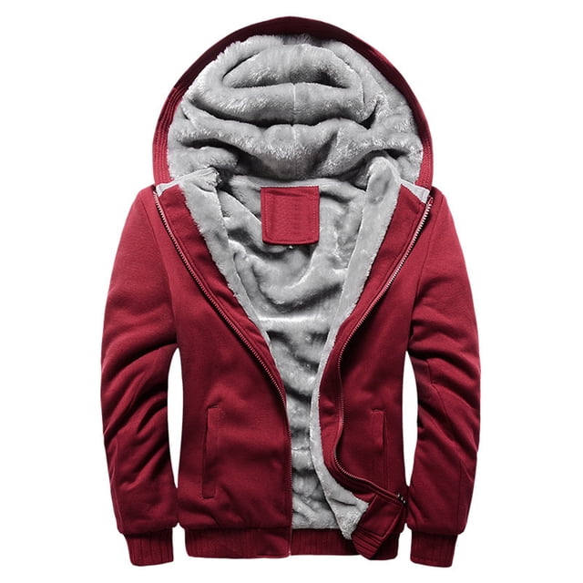 LUXUR Sweat à Capuche Homme Manches Longues Veste Décontractée en Polaire Fermeture Éclair Complète W11 Rouge 3TG