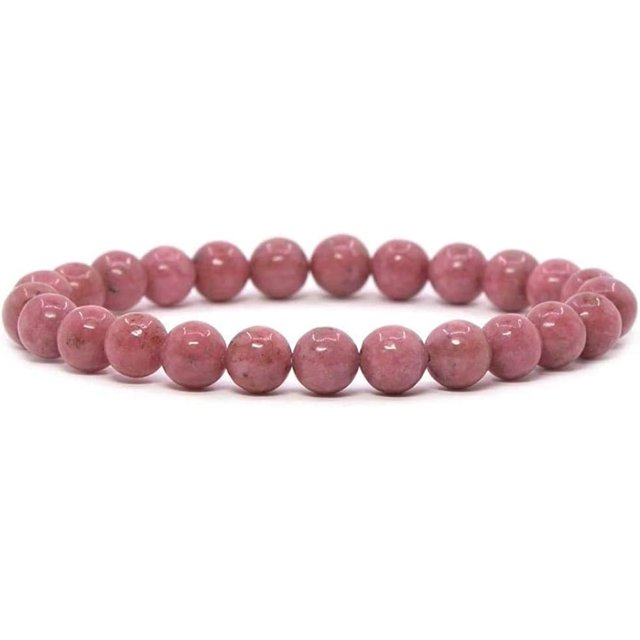 Natural AA Thulite Gemstone 8mm Round Beads Stretch Bracelet 7" Unisex