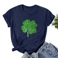 thumbnail image 2 of Besolor T-Shirts de la Saint-Patrick pour Femmes, Col Rond, Manches Courtes, T-Shirts Basiques, T-Shirts Graphiques Shamrock, Hauts de Festival, 2 of 3