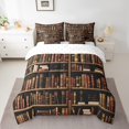 thumbnail image 2 of YST Bookshelf 7 Piece Comforter Set Twin Size,Vintage Educational Bookcase Bedding Set,Classic Library Books Bed in a Bag,Retro Academic Collection Art Sheet Set Bedroom Decor,Black Brown, 2 of 5
