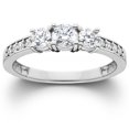 thumbnail image 1 of Bague de Fiançailles en Diamant Rond Trois Pierres 3/4ct Or Blanc 14K, 1 of 3