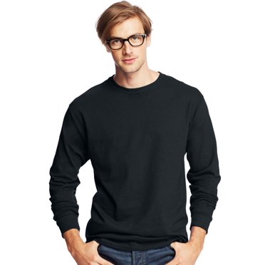 Hanes Mens ComfortSoft 4-Pack Long-Sleeve Crewneck T-Shirts, M, Black