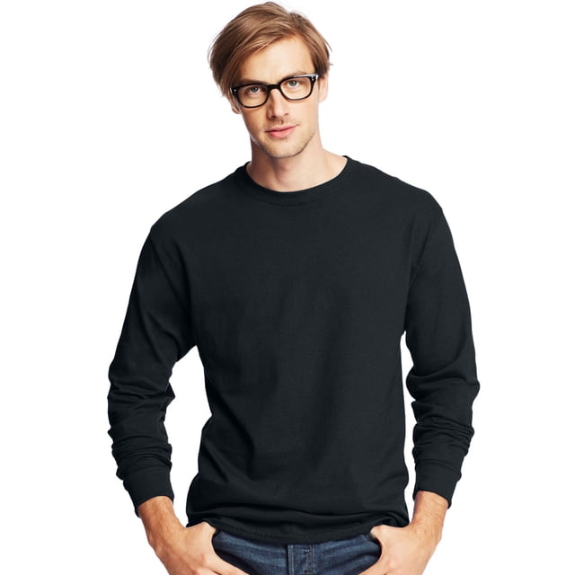 Hanes T-Shirts à Manches Longues à Col Ras du Cou ComfortSoft pour Hommes, Lot de 4, m, Noir