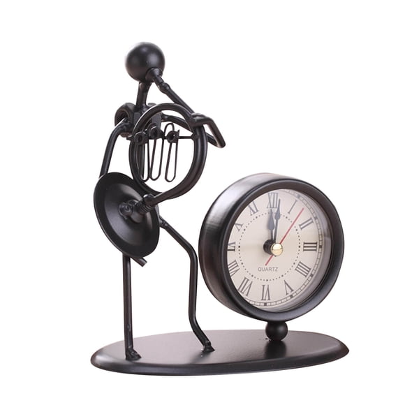 RKSTN Fall Decorations for Home Wrought Iron Musical Instrument Villain Clock Wrought Iron Retro Personality Clock Decorations