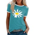 thumbnail image 1 of Pompotops Mode Femmes T-Shirt Imprimé Col Rond Manches Courtes Tee Décontracté Blouse, 1 of 4