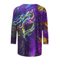 thumbnail image 5 of Penkiiy 2024 Blouse Mardi Gras pour Femmes T-Shirt Quotidien Manches 3/4 Blouse Imprimé Masque Haut Carnaval Col Rond Chemise Décontractée L Multicolore, 5 of 5