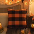 thumbnail image 1 of Feltree Housses de Coussin à Carreaux en Polyester Lin pour Décoration d'Automne Orange, 1 of 7