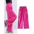thumbnail image 2 of Zshosam Pantalon Cargo pour Enfants Filles Filles Pantalon Parachute Enfants Pantalon Cargo à Jambe Grand Pantalon de Rue avec Poches Taille 4T 5T,(Rouge 4-5 Ans), 2 of 5