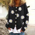 thumbnail image 2 of Cardigan Sweaters for Women Open Front Blouses Cute Crew Neck Sweater Daisy Long Sleeve Tops Button Down Cardigans, 2 of 5