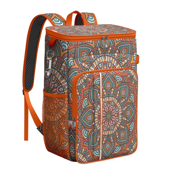 Traditional Meditation Harmony Mandala Cooler Backpack - 20L Insulated Leakproof Backpack for Camping & Beach