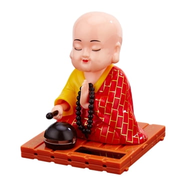 simhoa Little Figurine Solar Powered Car Toy Shaking Head Dolls Buddha Monks Statue for L