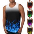 thumbnail image 1 of Qertyioot Independence Day Men Casual Fashion Gradation Printing Pullover Round Neck Sports Tank Tops, 1 of 5