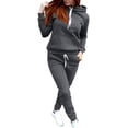 thumbnail image 2 of Kcodviy Women's Solid Color Fleece Rompers for Wedding Occasions Solid Color with Hat Mike Pants Women Sports Suit Women, 2 of 8