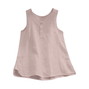 lcziwo Camisoles Habillées pour Femmes 2024, Débardeurs d'Été pour Femmes, Débardeurs en Lin pour Femmes Décontractés Amples Unis en Coton à Col Rond Sans Manches Aguichant, Rose, TG