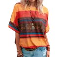 thumbnail image 1 of Innerwin Hauts à Rayures T-Shirt Femme Tenue d'Intérieur Manches Courtes T-Shirt Ample Orange G, 1 of 8