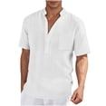thumbnail image 2 of Styesk T Shirts for Man Fashion Loose Casual Ventilate Pockets Button Stand Collar Short Sleeve Top, 2 of 8