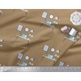 thumbnail image 3 of Soimoi Brown Rayon Crepe Fabric Monitor,Books & Study Table Education Theme Printed Craft Fabric by the Yard 46 Inch Wide, 3 of 3