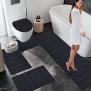 Large Bathroom Rug Mat 5 Set, EDHITNR Extra Soft Absorbent Non-Slip Bath Rugs, Thick Quick Dry Machine Washable Bath Mats for Toilet Floor Tub Shower