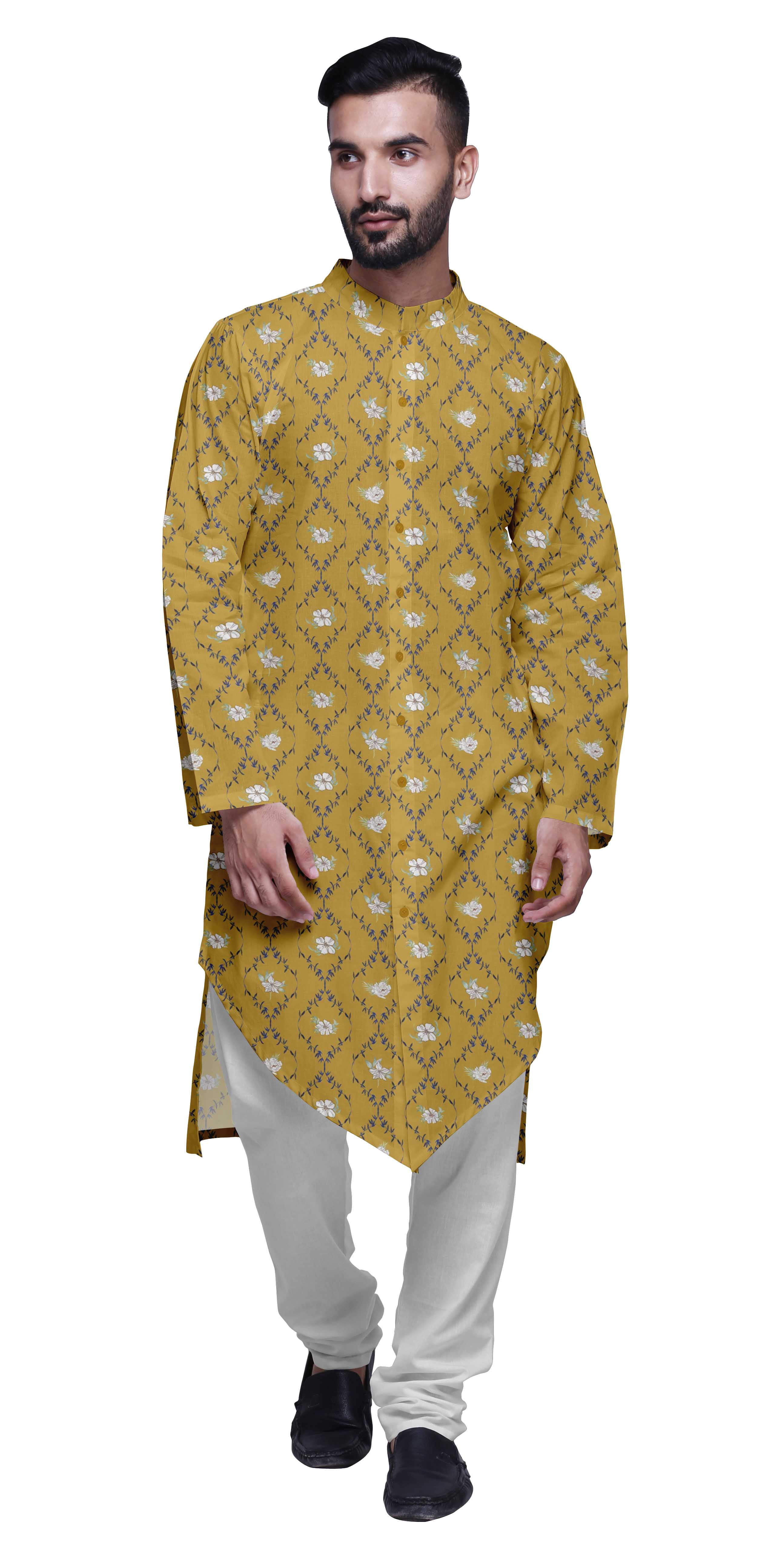 Atasi Kurta à Manches Longues Imprimé avec Ensemble de Pyjama pour Hommes Vêtements d'Été