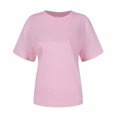 thumbnail image 5 of Yuyuzo T-Shirts d'Été pour Femmes Décontractés à Col Rond à Manches Courtes Hauts Tee Amples Blouses Unies, 5 of 5